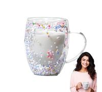 doyandader Double Wall Glass Coffee Mugs,Double Glass Coffee Mugs,350ml Clear Aesthetic Beer Mug with Handle - Large Capacity Glasses, Light Weight Mug in
