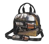 DOYEFZQC Steam Locomotive Train Printed Lunch Bag Reusable Lunch Box Lunch Tote Bag for Work Picnic Travel, 719165416