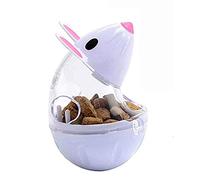 doyeozoowen Cat Food Dispenser Cat Treat Toy Feeder Toy for Interactive IQ Treat Training Mouse Shape Tumbler (White)