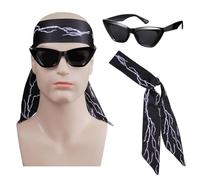 doyeozoowen Lightning Headband & Black Sunglasses Patterns Ken Costume Cosplay Head Ribbon Props for Halloween Party (2pcs, Black)