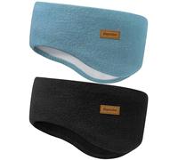Doyesiee Fleece Ear Warmer Headband for Men Women, Winter Running Headband Ear Covers for Cold Weather Ear Muffs for Jogging Skiing Hiking Cycling, Black+Blue, 1 Count (Pack of 1)