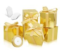 DOYIDE 100 Pack Small Gift Boxes, 2x2x2 Inches Favor Boxes Gold Paper Gift Boxes with Lids for Presents, Crafting, Cupcake Boxes, Gifts, Candy Boxes for Wedding Party Bridal Shower Baby Shower Favors