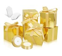 DOYIDE 50 Pack Small Gift Boxes, 3x3x3 Favor Boxes Gold Paper Gift Boxes with Lids for Presents, Crafting, Cupcake Boxes, Gifts, Candy Boxes for Wedding Party Bridal Shower Baby Shower Favors