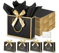 DOYIDE 50 Pcs Thank You Gift Bags with Tissue Paper, 9x7x3.1in Paper Gift Bags with Handles, Gift Wrap Bags with Bow Ribbon for Wedding Birthday Baby Shower Bridesmaid Party