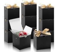 DOYIDE Small Gift Boxes, 20 Pack 5x5x5 Inch Black Elegant Paper Boxes with Ribbons, Crafting, Christmas Gift Box Wedding Party Favor, Cupcake, Candy, Bridesmaids Proposal Box