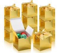 DOYIDE Small Gift Boxes, 20 Pack 5x5x5 Inch Gold Elegant Paper Boxes with Ribbons, Crafting, Christmas Gift Box Wedding Party Favor, Cupcake, Candy, Bridesmaids Proposal Box