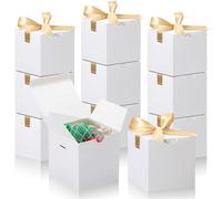 DOYIDE Small Gift Boxes, 20 Pack 5x5x5 Inch White Elegant Paper Boxes with Ribbons, Crafting, Christmas Gift Box Wedding Party Favor, Cupcake, Candy, Bridesmaids Proposal Box