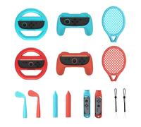 DOYO 14 in 1 Switch 2 Sports Accessories Bundle 2025 Compatible with Nintendo Switch 1/Switch OLED/Switch 2 Wii Sports Games, Family Party Accessories Kit for Joycon Controllers (Red&Blue)