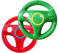 DOYO 2-Pack Steering Wheel for Wii Remote, Compatible with Nintendo Wii & Wii U, Racing Wheel Accessory for Mario Kart 8 - Red and Green