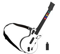 DOYO Guitar Hero Guitar for PlayStation 3 and PC, Wireless White Guitar Controller with Strap for Clone Hero, Rock Band and Guitar Hero Games (5 Buttons)