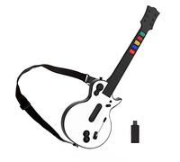 DOYO Guitar Hero Guitar, Wireless PC Guitar Hero Controller for PlayStation 3 PS3 with Dongle for Clone Hero, Rock Band Guitar Hero Games, White