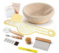 DOYOLLA Bread Proofing Basket Set, Sour Dough Tools with Silicone Bread Sling, Sourdough Starter Kit, Baking Gifts, Bread Making Kit (Round,8.5 inch)