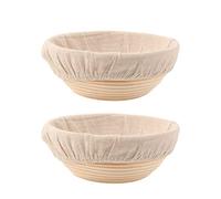 DOYOLLA Bread Proofing Baskets Set of 2 8.5 inch Round Dough Proofing Bowls w/Liners Perfect for Home Sourdough Bakers Baking