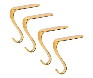 DOYOLLA Christmas Stocking Holders Xmas Fireplace Hanger Hooks Holiday Mantel Garland Clips Metal Grips Set of 4(Gold)