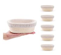 DOYOLLA Mini Oval Proofing Set (6.5inch, set of 5), Sourdough Proofing Baskets Bread Dough Rising Bowls w/Liners for Home Sourdough Bakers Baking