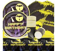 Doyomtoy Bat Party Tableware, 61 Pieces Bat Birthday Decoration, Bat Party Plates, Cups, Tablecloth Napkins, Party Tableware Set, Children's Birthday Party Decorations for Boys and Girls, Batman