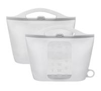 DOYOQI 2 Pack Silicone Microwave Steam Sterilizer Bags, 1.5L Reusable Steam Bags for Home and Travel, Silicone Fresh Keeping Bag for Baby Bottles, Accessories, Gray