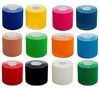 #DoYourFitness Kinesiology - Sport Tape (width 2.5cm / 5cm / 7.5cm & 10cm), Waterproof Muscle Support, Physio Therapeutic Aid, Made of 100% cotton - skin-friendly - 12 Roll length 5m.