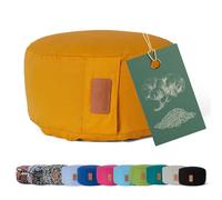 #DoYourYoga Yogabolster Round Vishnu with Organic Buckwheat Husks - Meditation, Yin Yoga & Pilates Cushion - Washable 100% Cotton Cover - 30 x 15 cm/Curry Yellow