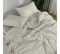 DOZ by SIJO 100% Organic Bamboo Bedding Sheet Set, Buttery Soft, Cooling, Silky Breathable, Oeko-TEX, High GSM, 16'' Deep Pockets - 4pc - 2 Pillowcases 1 Fitted 1 Top Bed Sheets (Fog, King)