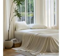 DOZ by SIJO 100% Viscose from Organic Bamboo Sheet Set, Buttery Soft & Silky, Cooling for Hot Sleepers, Oeko-TEX, High GSM, 16" Deep Pockets - 3pc - 2 Pillowcases 1 Fitted Sheet (Ivory, Queen)