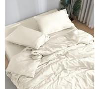DOZ by SIJO 100% Viscose from Organic Bamboo Sheet Set, Buttery Soft & Silky, Cooling for Hot Sleepers, Oeko-TEX, High GSM, 16" Deep Pockets - 3pc - 2 Pillowcases 1 Fitted Sheet (Ivory, Queen)