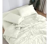 DOZ by SIJO 100% Viscose from Organic Bamboo Sheet Set, Buttery Soft & Silky, Cooling for Hot Sleepers, Oeko-TEX, High GSM, 16" Deep Pockets - 3pc - 2 Pillowcases 1 Fitted Sheet (Ivory, Queen)