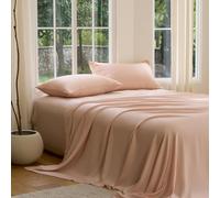 DOZ Sheet Set, 100% Viscose derived from Bamboo, Organically Grown, Buttery Soft, Cooling Sheets, High GSM, Deep Pockets - 4 Piece - 2 Pillowcases 1 Fitted 1 Top Sheet (Blush, King)