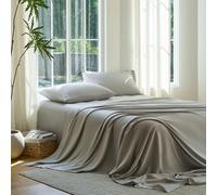 DOZ Sheet Set, 100% Viscose derived from Bamboo, Organically Grown, Buttery Soft, Cooling Sheets, High GSM, Deep Pockets - 4 Piece - 2 Pillowcases 1 Fitted Sheet 1 Top Sheet (Dove, King)