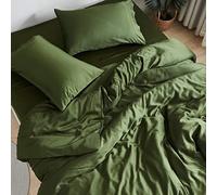 DOZ Sheet Set, 100% Viscose derived from Bamboo, Organically Grown, Buttery Soft, Cooling Sheets, High GSM, Deep Pockets - 2 Piece - 1 Pillowcase 1 Fitted Sheet (Forest, Twin)