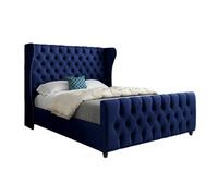 Dozer Straight Curved Top Upholstered Soft Velvet Designer Bed Frame