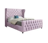 Dozer Straight Curved Top Upholstered Soft Velvet Designer Bed Frame