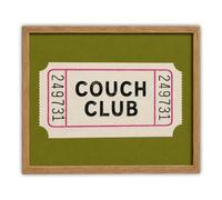Doziest Vintage Wall Art, Couch Club Ticket Canvas Wall Decor Painting, Retro Green Minimalist Quote Poster Print Picture, Walls Artwork for Living Room Bathroom Decoration, 15.7x12 Inch