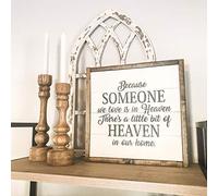 Dozili Because Someone We Love Is In Heaven There'S A Little Bit Of Heaven In Our Home Wood Sign Shiplap Sign Rustic Wood Sign Memorial 12" x 12"