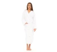 DOZIV Towelling Robe and Hooded Dressing Gown Premium 100% Cotton - For Gym Shower Women and Men (UK, Alpha, XXL, Plus, Regular, White)