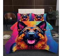 Dozrmey 3D Comforter Set Double | Animal Dog, Duvet 1.8kg + 2 Pillowcases 200x200-50x75 cm, Evenly Distributed Cotton Fill, Ultra-Soft Microfiber for Shared Comfort A6