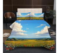 Dozrmey 3D Comforter Set Double | Natural Landscape, Duvet 1.8kg + 2 Pillowcases 200x200-50x75 cm, Evenly Distributed Cotton Fill, Ultra-Soft Microfiber for Shared Comfort A9