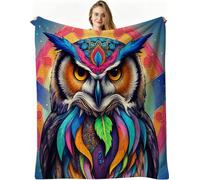 Dozrmey 3D Print Flannel Blanket, Colourful Owl 60x80 inch, AQ4030