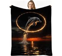 Dozrmey 3D Print Flannel Blanket, Grey Dolphin 60x80 inch, AQ4150