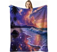 Dozrmey 3D Print Flannel Blanket, Purple Clouds 60x80 inch, AQ1282