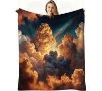 Dozrmey 3D Print Flannel Blanket, Yellow Clouds 60x80 inch, AQ2380