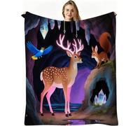 Dozrmey 3D Print Flannel Blanket, Yellow Deer 60x80 inch, AQ2404