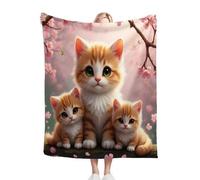 Dozrmey 3D Printing Flannel Blanket Animal Cat, 40"x50" Size Throw Lightweight Warm Perfect for Lounging, Reading, Movie Nights, Machine Washable for Easy Care, for All Season C172