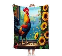 Dozrmey 3D Printing Flannel Blanket Animal Rooster, 40"x50" Size Throw Lightweight Warm Perfect for Lounging, Reading, Movie Nights, Machine Washable for Easy Care, for All Season C186