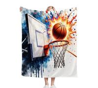 Dozrmey 3D Printing Flannel Blanket Basketball, 40"x50" Size Throw Lightweight Warm Perfect for Lounging, Reading, Movie Nights, Machine Washable for Easy Care, for All Season D172