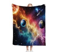 Dozrmey 3D Printing Flannel Blanket Blue Planet, 40"x50" Size Throw Lightweight Warm Perfect for Lounging, Reading, Movie Nights, Machine Washable for Easy Care, for All Season, AQ4466