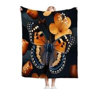 Dozrmey 3D Printing Flannel Blanket Brown Butterfly, 40"x50" Size Throw Lightweight Warm Perfect for Lounging, Reading, Movie Nights, Machine Washable for Easy Care, for All Season D400-