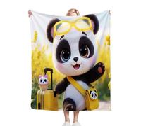 Dozrmey 3D Printing Flannel Blanket Cartoon Panda, 40"x50" Size Throw Lightweight Warm Perfect for Lounging, Reading, Movie Nights, Machine Washable for Easy Care, for All Season D266-
