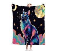 Dozrmey 3D Printing Flannel Blanket Colourful Clouds, 40"x50" Size Throw Lightweight Warm Perfect for Lounging, Reading, Movie Nights, Machine Washable for Easy Care, for All Season, AQ2654
