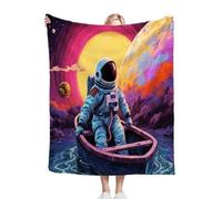 Dozrmey 3D Printing Flannel Blanket Colourful Planet, 40"x50" Size Throw Lightweight Warm Perfect for Lounging, Reading, Movie Nights, Machine Washable for Easy Care, for All Season, AQ4514